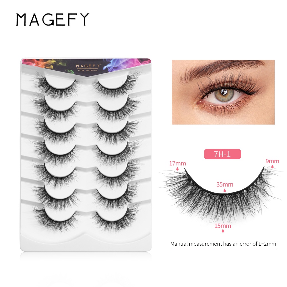 Bộ 7 cặp lông mi giả MAGEFY dày và cong tự nhiên nhiều phong cách và kích cỡ