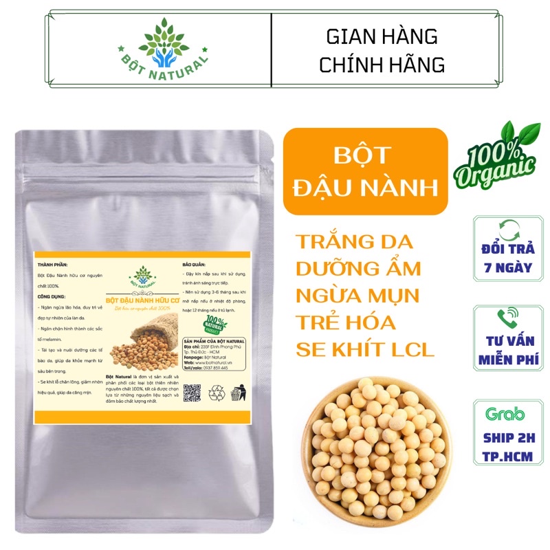 Bột đậu nành nguyên chất đã rang trước khi nghiền - giảm cân, đẹp da, tăng vòng 1, tập gym | Bột Natural