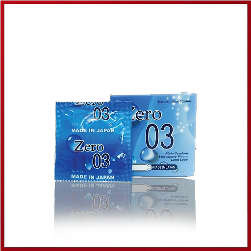 Bao Cao Su Siêu Mỏng Trơn 0.03mm ZERO 03 - Chính Hãng Nhật Bản - [Hộp 3c]