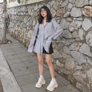 Áo sơ mi oversize đắp chéo 1 cúc