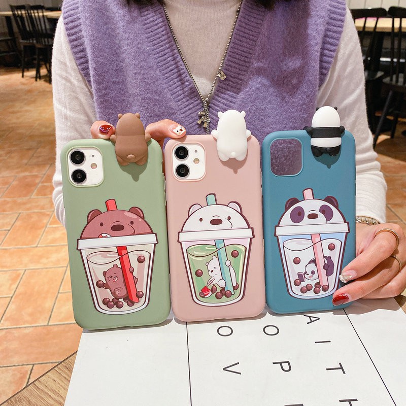Ốp lưng Samsung J8 J7 J6 J6+ J5 J4 J4+ J2 M31 M30S M21 M20 A9 A7 A6 A6+ Plus Pro Prime 2018 3D Milk Tea Cup Cute Bear Soft Case Cover+Bear Doll | BigBuy360 - bigbuy360.vn