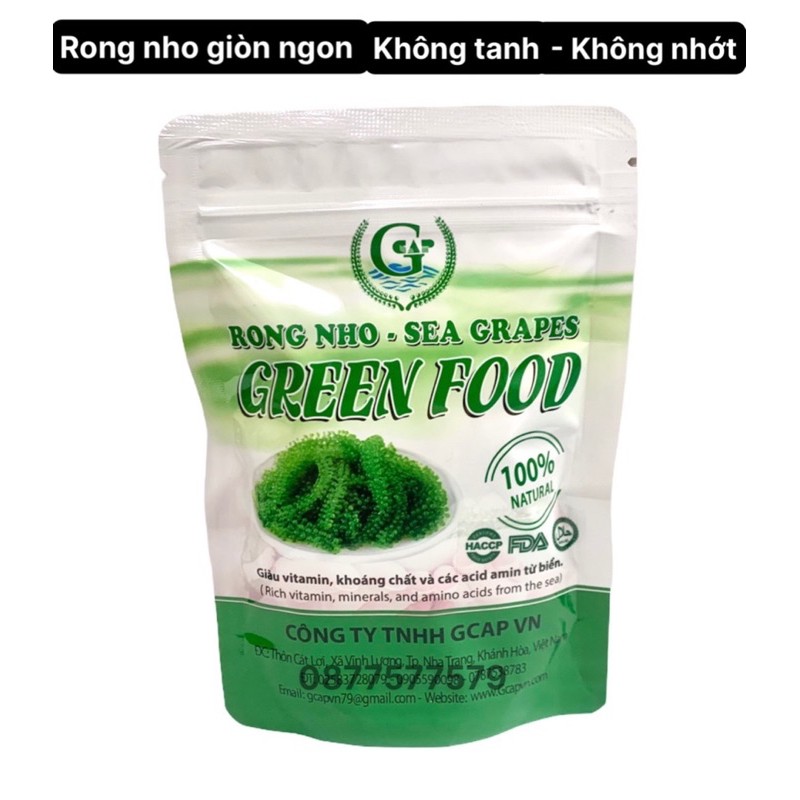 Rong nho tách nước Green Food Organic Gói 20gr nở ra 100gr rong nho tươi Hàng công ty check mã vạch