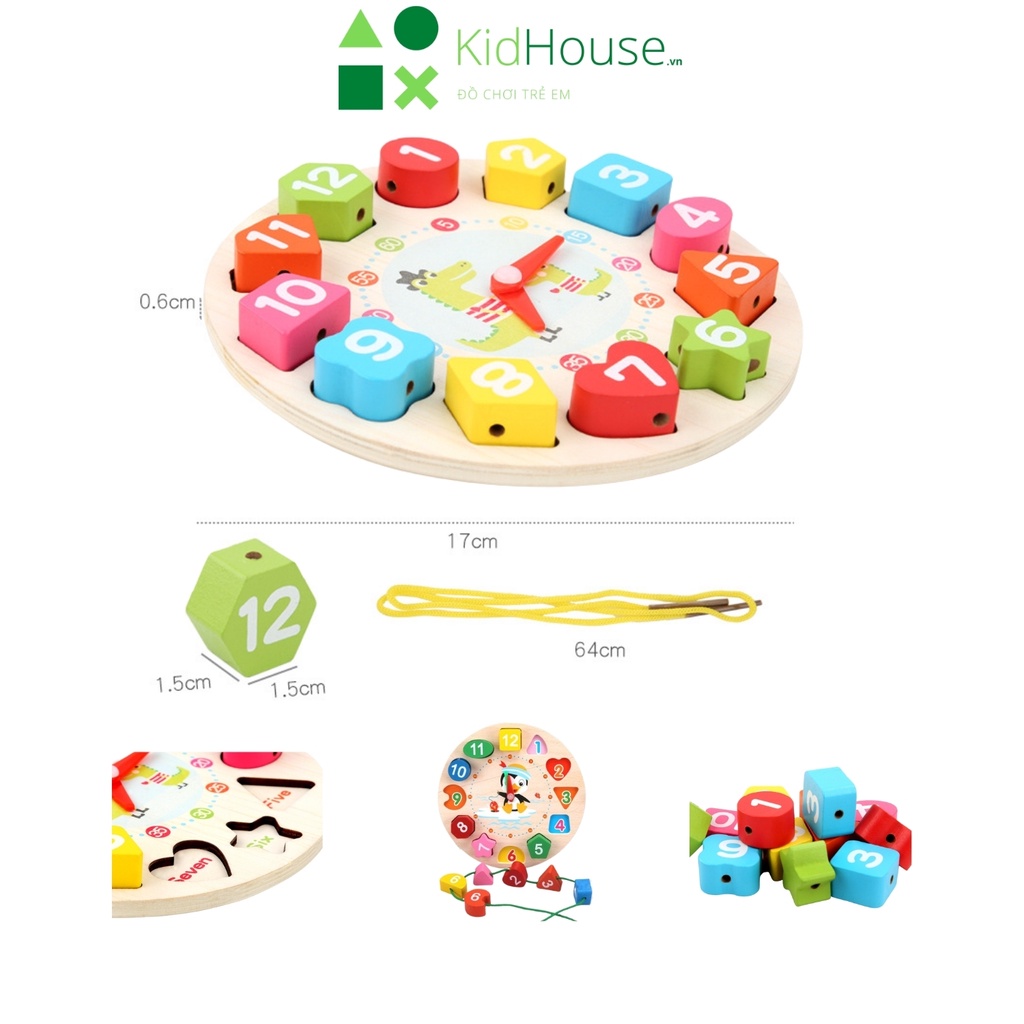 Đồ chơi gỗ montessori combo 5 6 7 8 sản phẩm phát triển trí tuệ cho bé 1 - 3 tuổi KidHouse.vn
