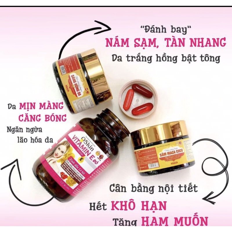 VIÊN UỐNG  OSKIN VITAMIN E ĐỎ _CHỐNG OXY HOÁ,GIẢM LÃO HOÁ DA,HỖ TRỢ LÀM ĐẸP DA