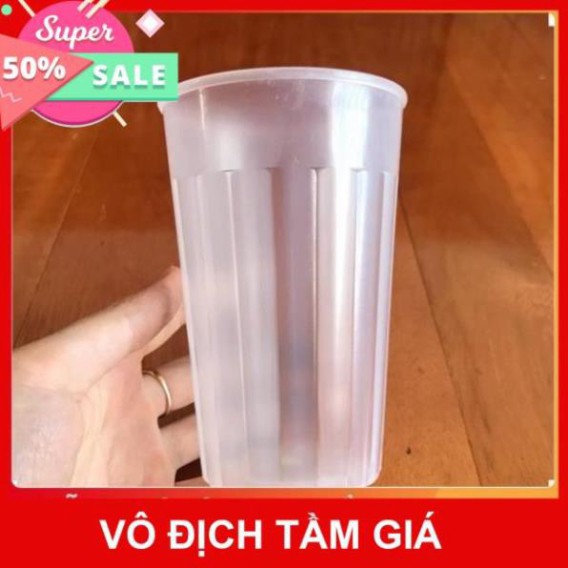 [ Bán giá gốc ] Cốc nhựa trắng sọc uống nước , uống nước mía