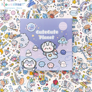 Flowertree Sticker Bộ 100 Nhãn Dán Họa Tiết Đáng Yêu Dùng Trang Trí Nhật Ký