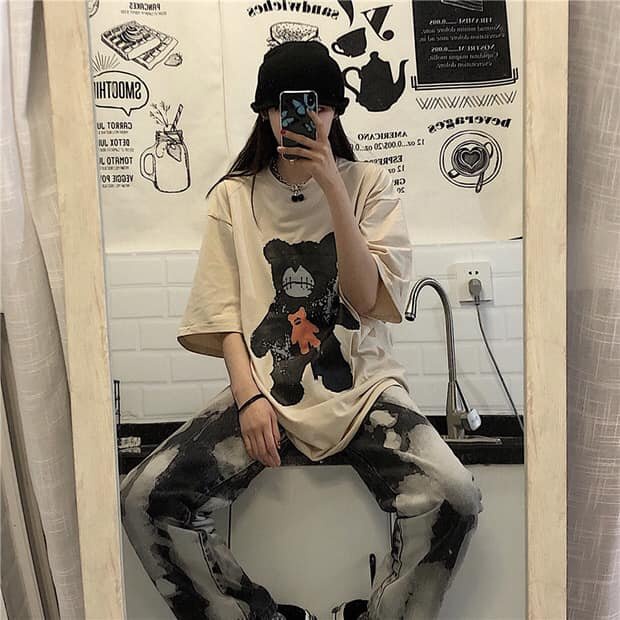 Áo Thun 3158 Gấu Cam Nhỏ PEONYB Unisex [FREESHIP]  Phông form rộng tay lỡ oversize vintage hàn quốc cá tính Ulzzang