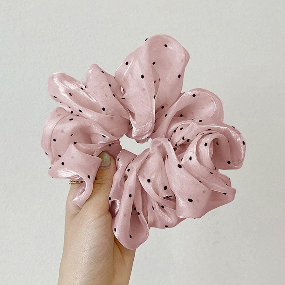 Dây Buộc Tóc Vải Voan Organza Cỡ Lớn Họa Tiết Chấm Bi Xinh Xắn Giá Đỡ