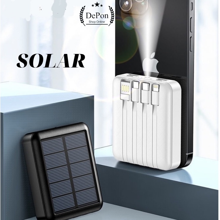 Sạc Dự Phòng Mini 200000mah- Sạc Năng Lượng Mặt Trời Solar Nhỏ Gọn Tiện Mang Theo