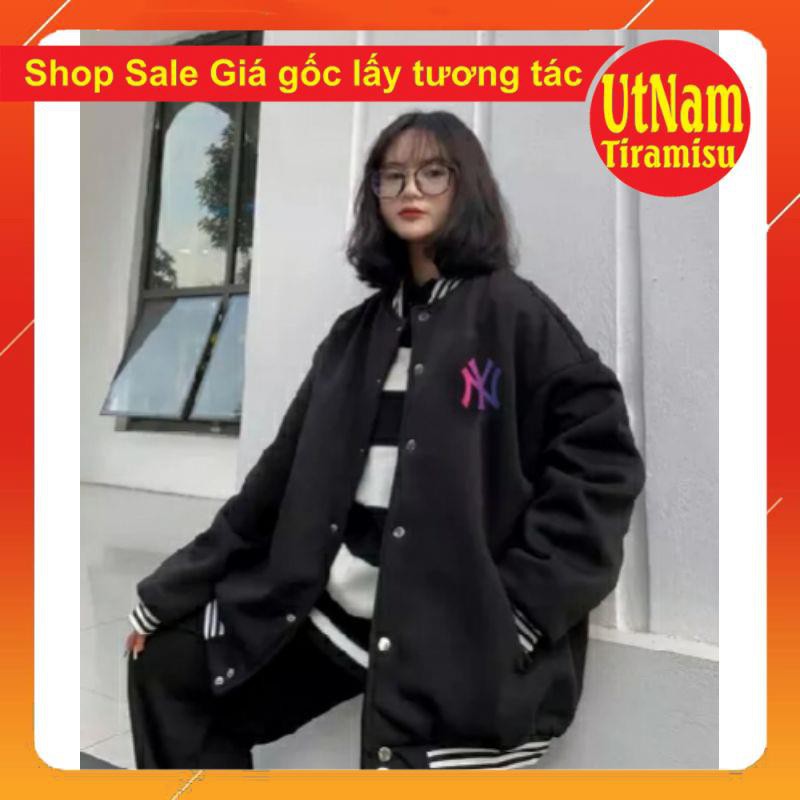 Áo khoác bomber jacket form thụng nam nữ giá rẻ N Y bảy màu phản quang