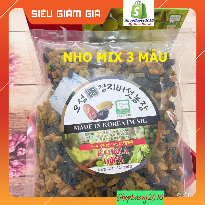 [SIÊU VIP] Nho khô Hàn Quốc hộp 1kg L1, nho khô Mix 3 mầu - Quà biếu Sang trong lịch sự | BigBuy360 - bigbuy360.vn