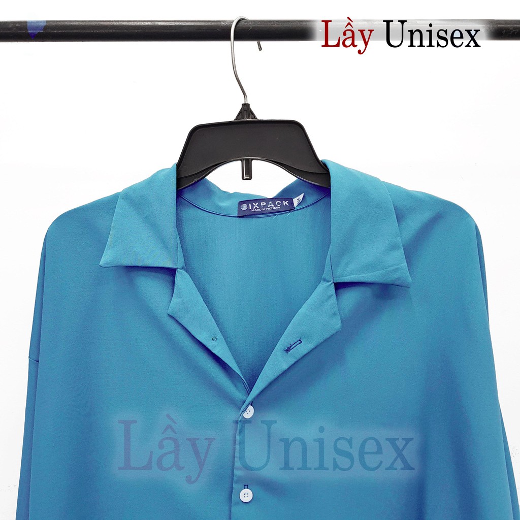 Áo sơ mi nam bigsize form rộng cổ vest tay cách điệu xanh | BigBuy360 - bigbuy360.vn