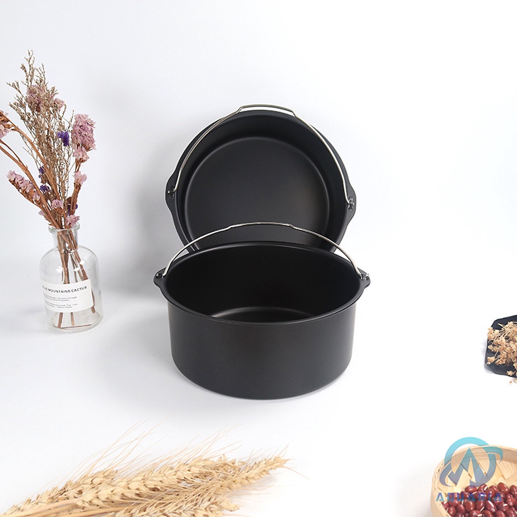 Khuôn Làm Bánh Khuôn Tròn Chống Dính Đế Liền Có Quai Xách Cho Nồi Chiên Không Dầu Làm Bánh Bông Lan 6-7-8inch