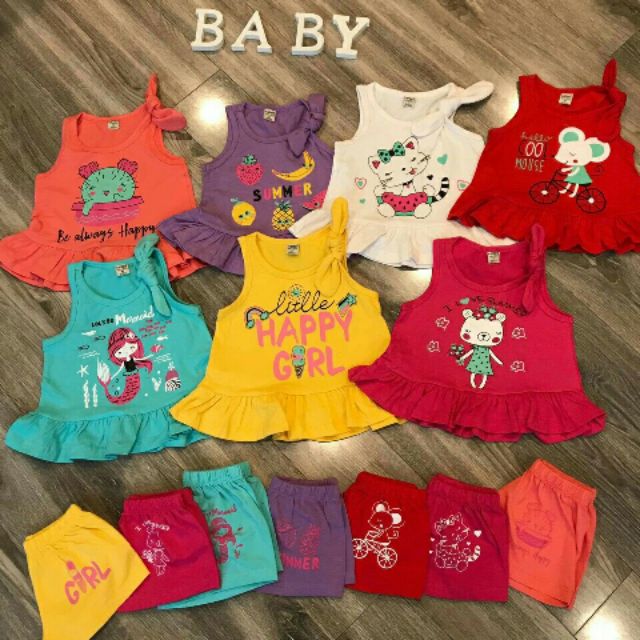 Combo 7 bộ ba lỗ nơ cho bé gái