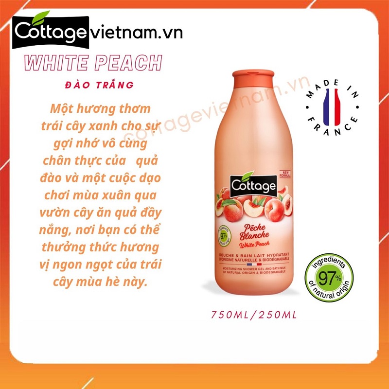 [CHÍNH HÃNG 100%] Sữa tắm dưỡng thể trắng da Cottage 750ml_Hương thơm tự nhiên đầy gợi cảm