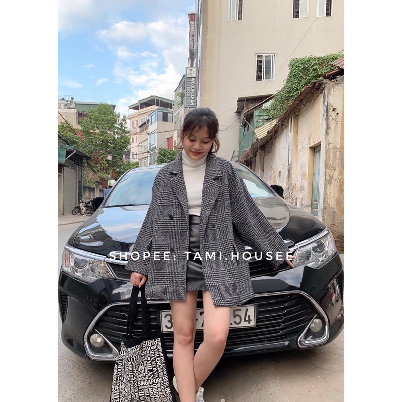 [ ẢNH THẬT/ SẴN] Áo khoác dạ kẻ 2 lớp | BigBuy360 - bigbuy360.vn