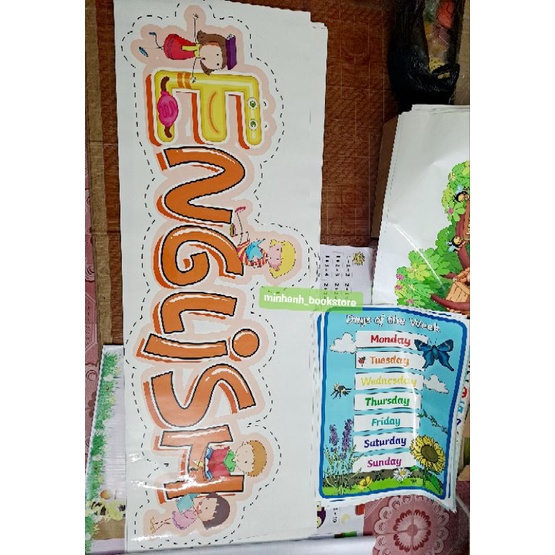 Decal dán tường trang trí lớp học Chữ English Khổ 70cm x 200cm