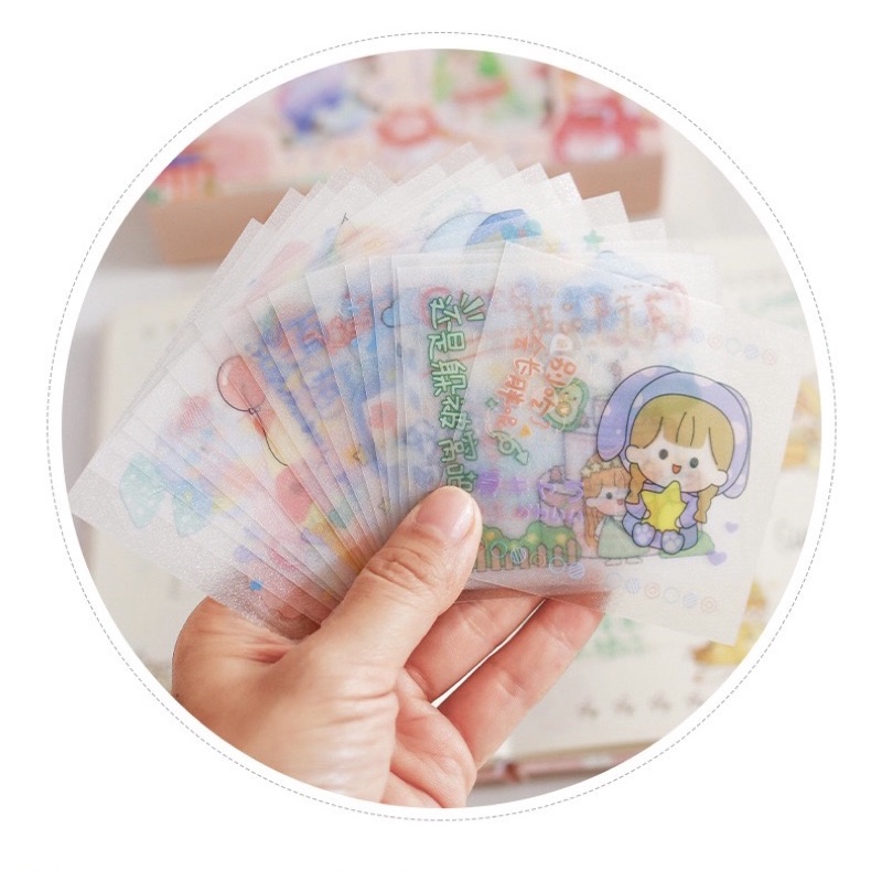Sticker 32 tấm sticker PVC nhũ óng ánh