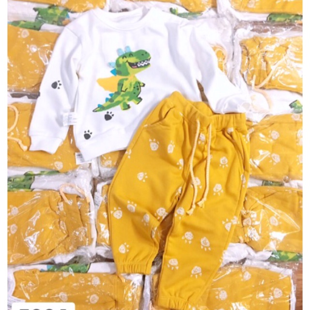 Bộ ZARA nỉ da cá khủng long TQXK 9/12m-4/5y