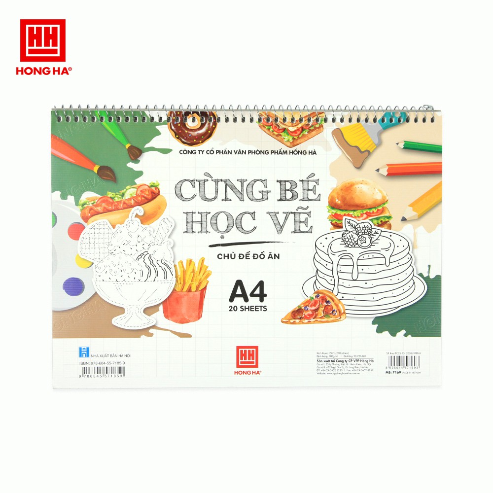 Vở vẽ " Cùng bé học vẽ - Chủ đề đồ ăn" 20 tờ giấy A4 - Hồng Hà (7169)