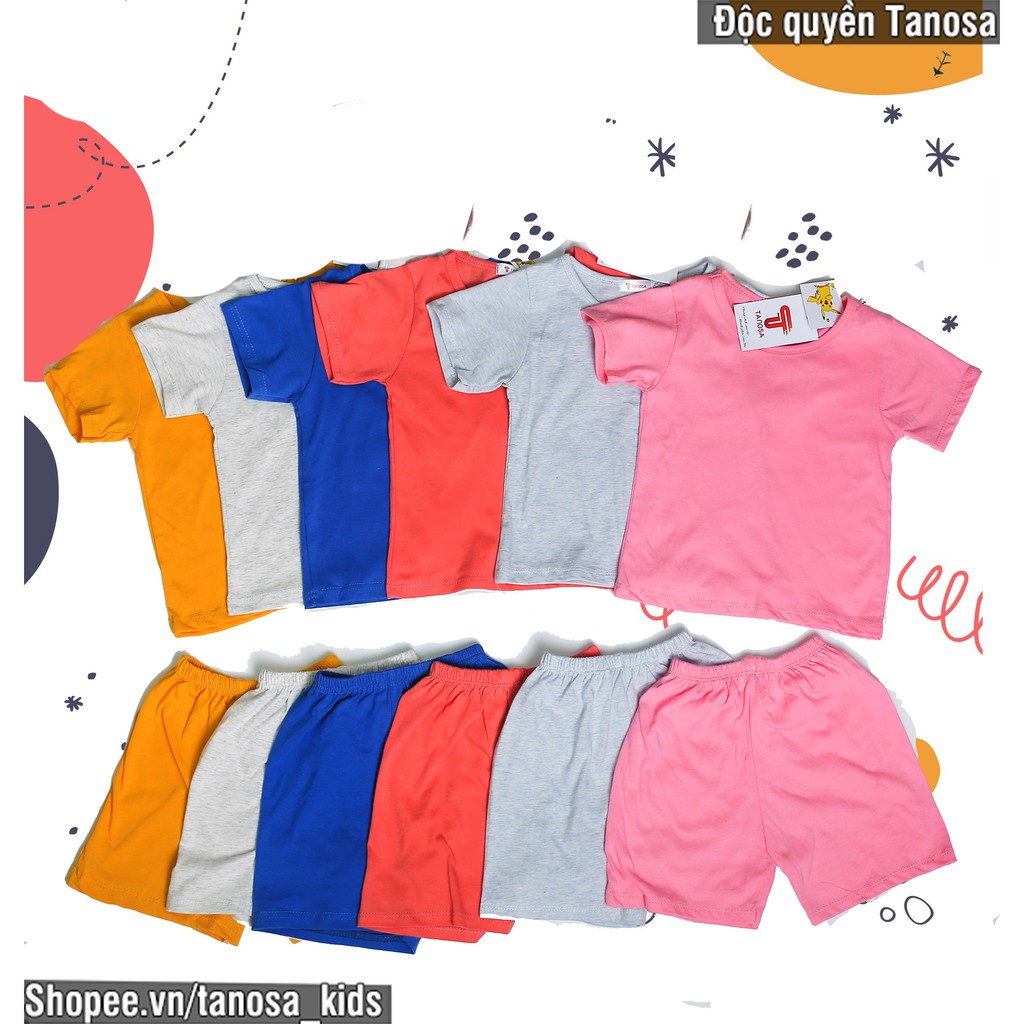 BỘ COTTON CỘC TAY, BỘ ĐỒ TRƠN NGẮN TAY THUN LẠNH MỀM MÁT CHO BÉ TANOSA KIDS 2021