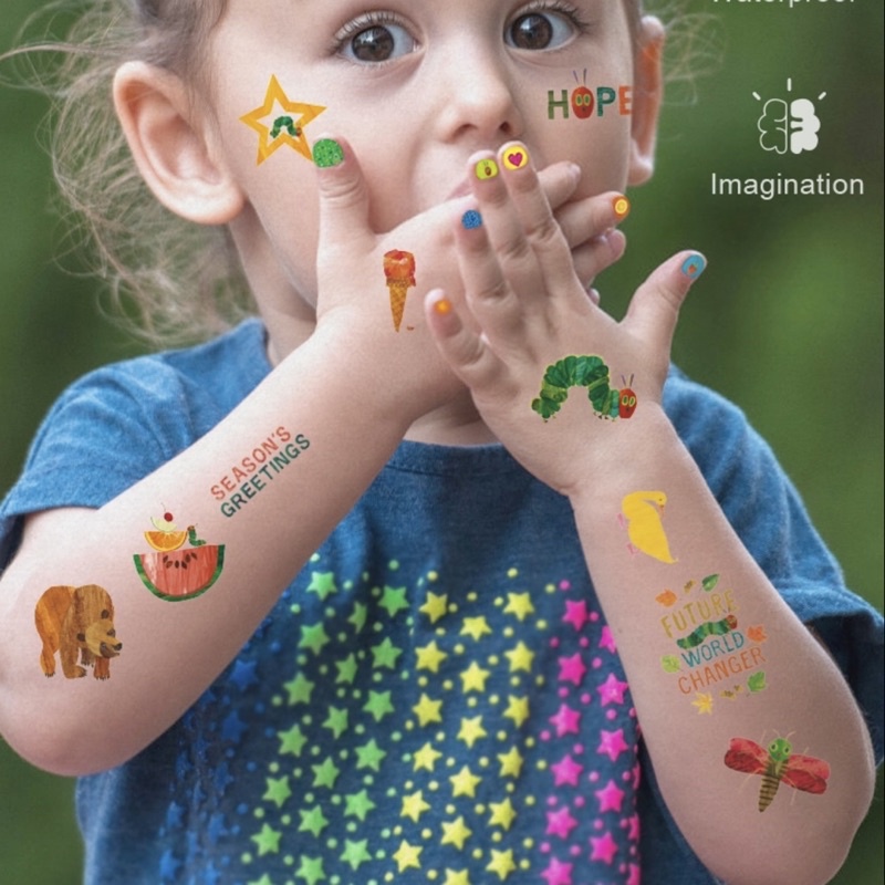 Hình Xăm Tạm Thời và Hình Dán Móng tay An Toàn Cho Trẻ Temporary Tattoos Mideer Chú Sâu Háu Ăn
