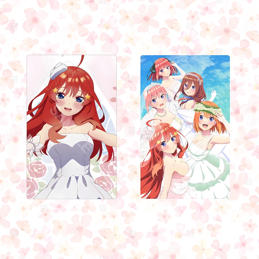 Ảnh card bo góc in hình Gotoubun No Hanayome WEDDING DRESS ver Váy Cưới Nhà Có 5 Nàng Dâu thẻ bo viền 5*8cm #