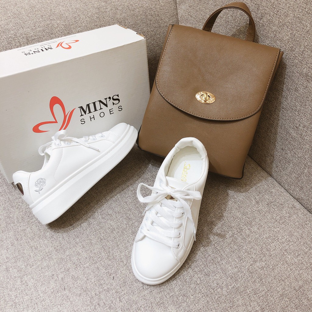 Min's Shoes - Giày Thể Thao TT37 Trắng Gót Bạc