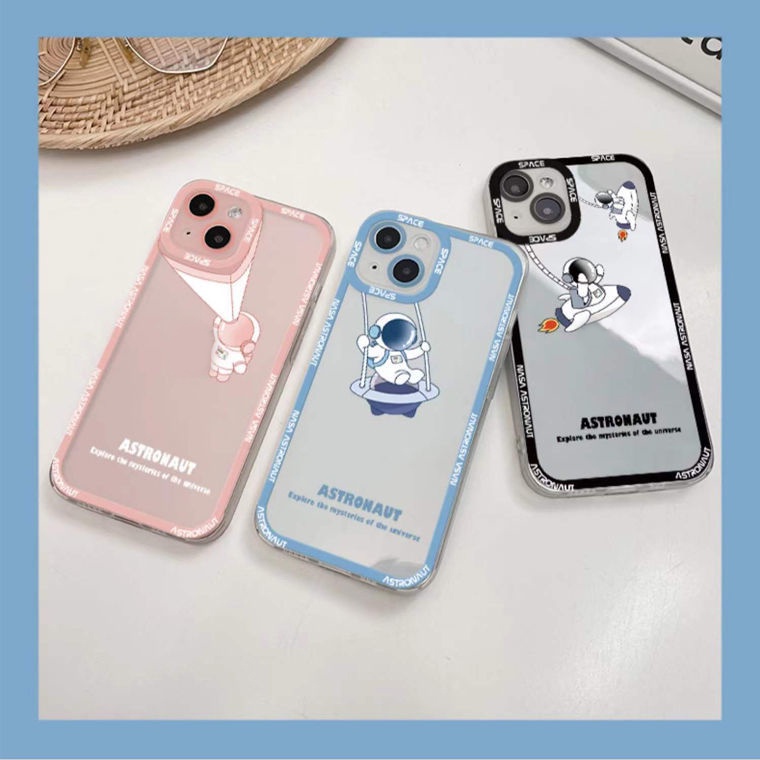 Ốp Điện Thoại TPU Mềm Hình Phi Hành Gia Dễ Thương Cho IPhone 13 12 Mini 11 Pro X XR XS Max SE 2020 6 6S 7 8 Plus