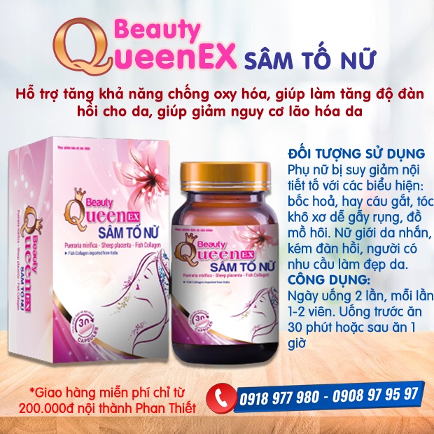 SÂM TỐ NỮ UNION - Làm Đẹp Da, Chống Lão Hóa Da, Bổ sung nội tiết tố nữ, Giảm Thâm Nám - Hộp 30 viên