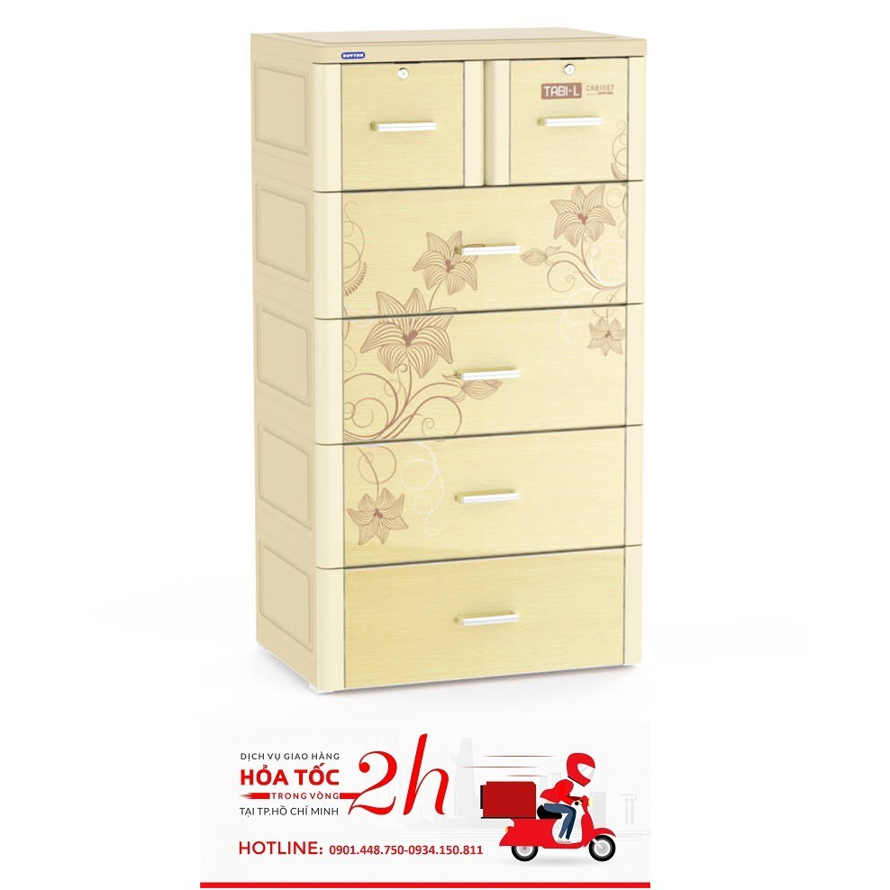 Tủ nhựa Duy Tân Tabi L 5 tầng 6 ngăn MÀU xanh hoa trắng - GIAO NHANH HỎA TỐC 2H HỒ CHÍ MINH LIÊN HỆ 0901.448.750