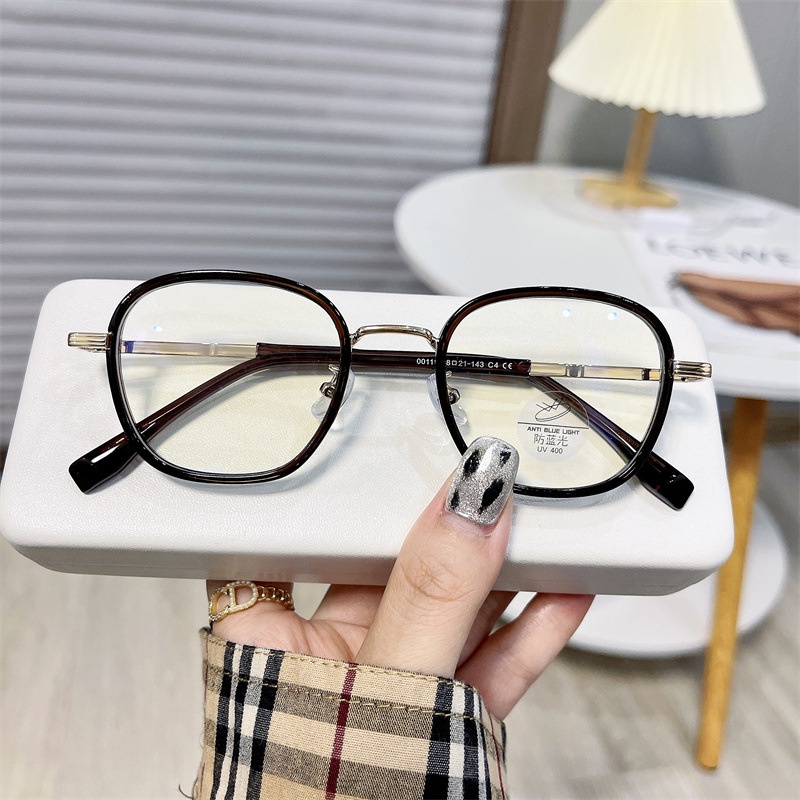 (HENGHA) Mắt Kính Gọng Oval Kim Loại Siêu Nhẹ Chất Lượng Cao Phong Cách Retro