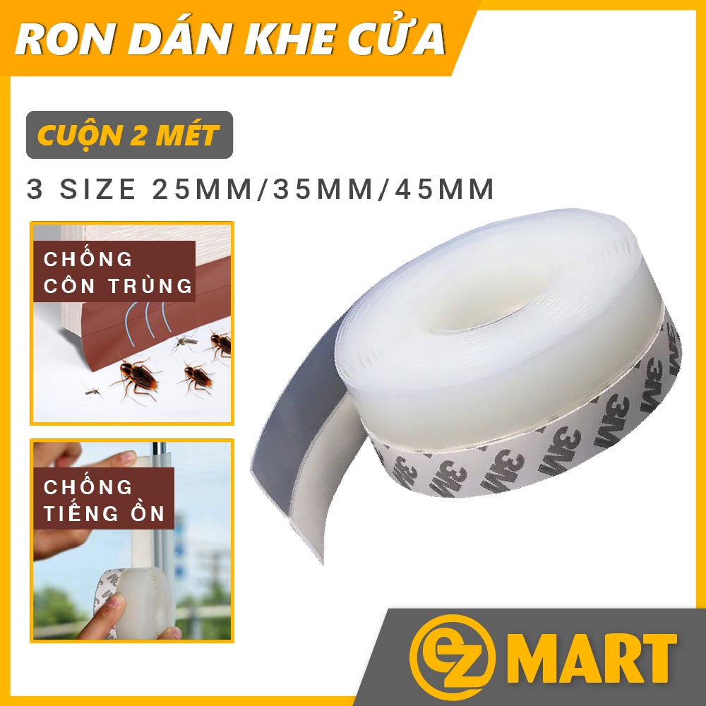 2 Mét Ron Dán Chặn Cửa, Dán Khe Cửa Chống Bụi, Chống Côn Trùng, Giữ Nhiệt Điều Hòa Tiện Lợi 25 35 45mm EZMART