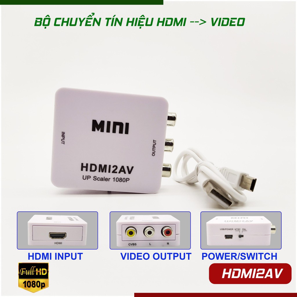 Box Chuyển Hdmi Ra Av Mini - Bộ Chuyển Đổi HDMI Sang AV và AV sang HDMI