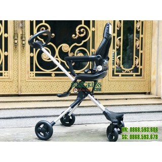 Xe đẩy gập gọn cao cấp Ride X1 ⚡GHẾ LƯỚI THOÁNG⚡ cho bé 6-48 tháng, đẩy 2 chiều, ngả 2 tư thế, ghế đệm da