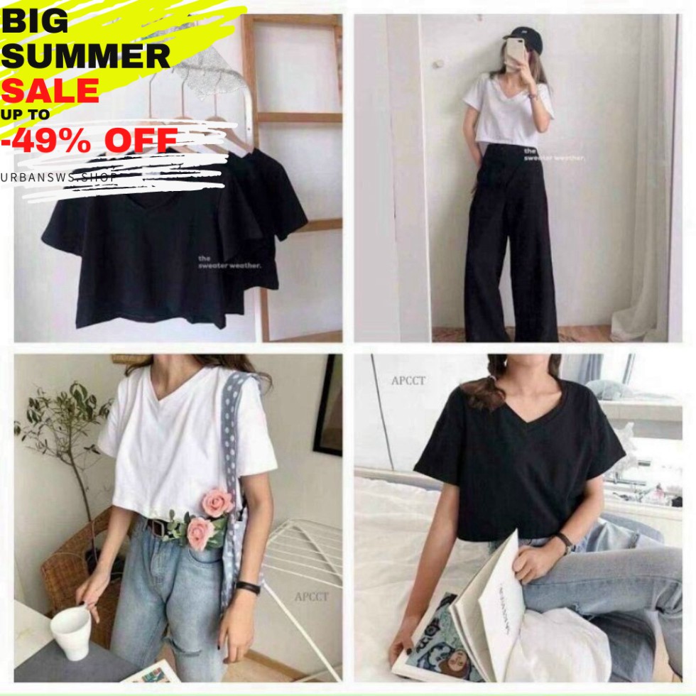 (XẢ KHO NGHỈ SHOPEE) Áo Thun Crop top Nữ Chất Cotton Mịn, Mát Cho Mùa Hè Nóng Nực