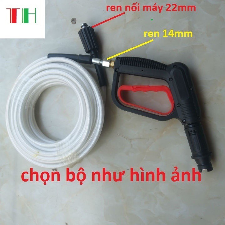 Bộ 10m 15m 20m dây rửa xe và súng xịt - súng rửa xe áp lực cao ren 14mm