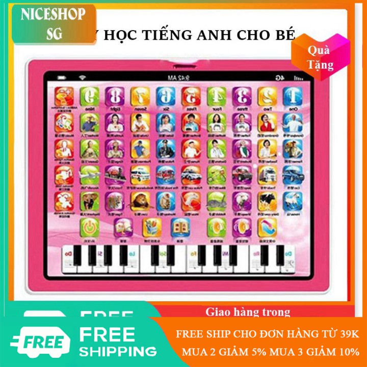 Máy tính bảng đồ chơi học tiếng anh có đàn piano phù hợp cho bé dưới 7 tuổi - TE0217