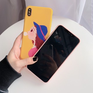 [ IPHONE ] Ốp Lưng Silicon Cô Gái Đội Mũ - A003