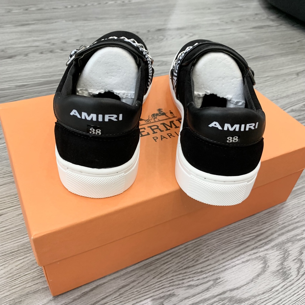 Giày Slipon Amiri Nhung Vạch Da Xích Siêu Chất GS22P