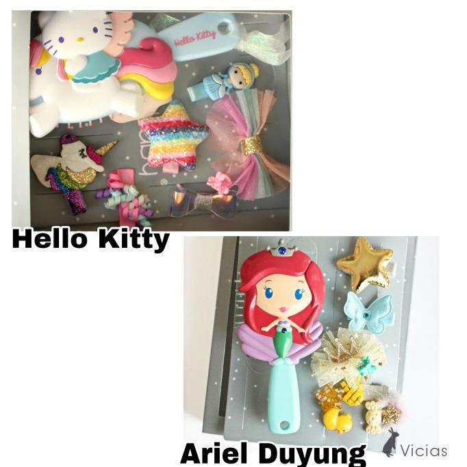 Bộ 10 Kẹp Tóc + Lược Cài Tóc Hình Hello Kitty / Bạch Tuyết / Công Chúa Đáng Yêu Cho Bé Gái