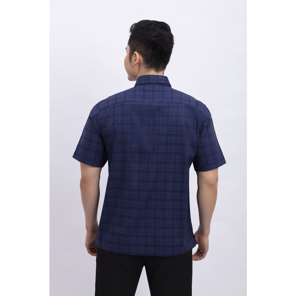 Áo sơ mi nam ngắn tay Casual xanh dương caro