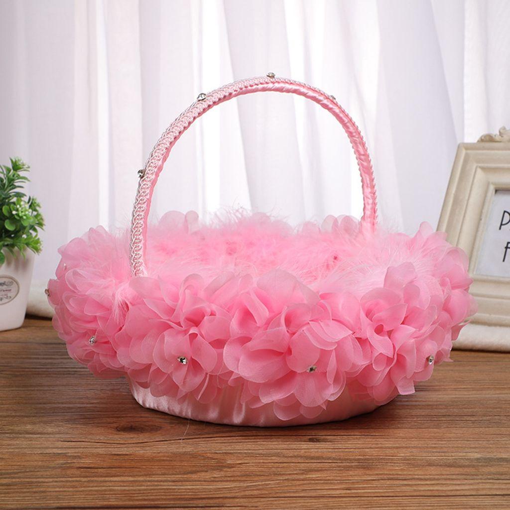 1 Giỏ Hoa Bằng Vải Satin Lãng Mạn Dùng Để Trang Trí Tiệc Cưới
