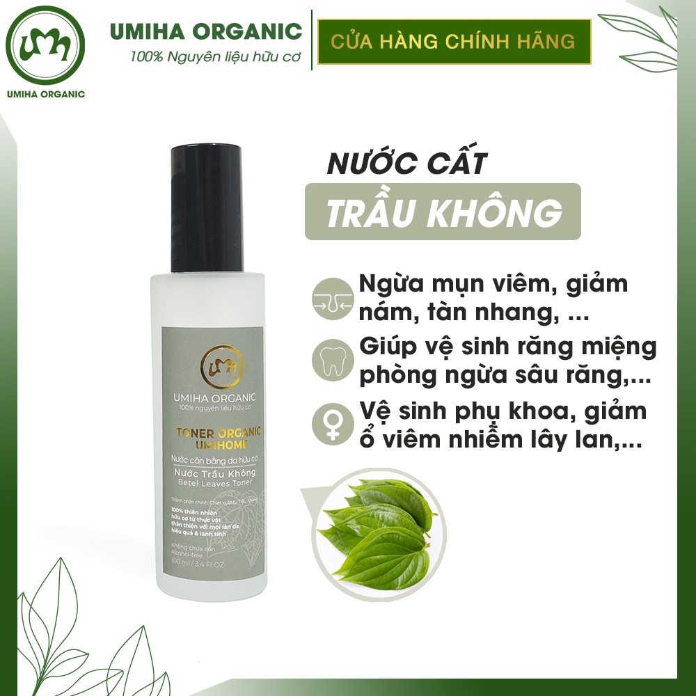 Nước cất lá Trầu Không hữu cơ UMIHOME 50/100ml nguyên chất dùng về sinh răng miệng, ngừa mụn mờ nám hiệu quả