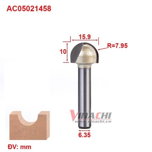 MŨI SOI BÁN NGUYỆT NGANG AC0502 CỐT 6,35MM. - 1 MŨI