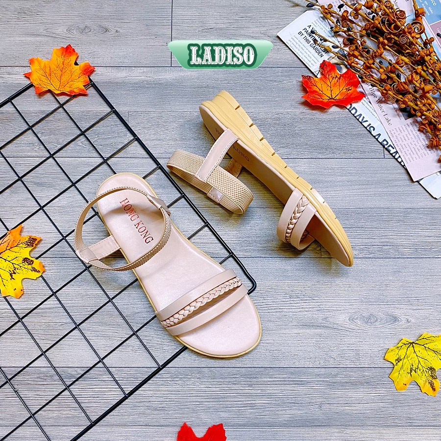 Dép Sandal nữ xỏ ngón 2 quai chéo LADISO đế bệt, dép quai hậu học sinh đi học. đi chơi, đi biển TT398
