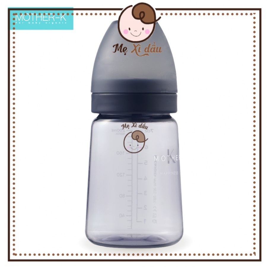 Shop mẹ xì dầu Bình sữa Mother-K phong cách tối giản & sang trọng(thân nhựa PPSU, núm ti Silicone-Korea) 180ml