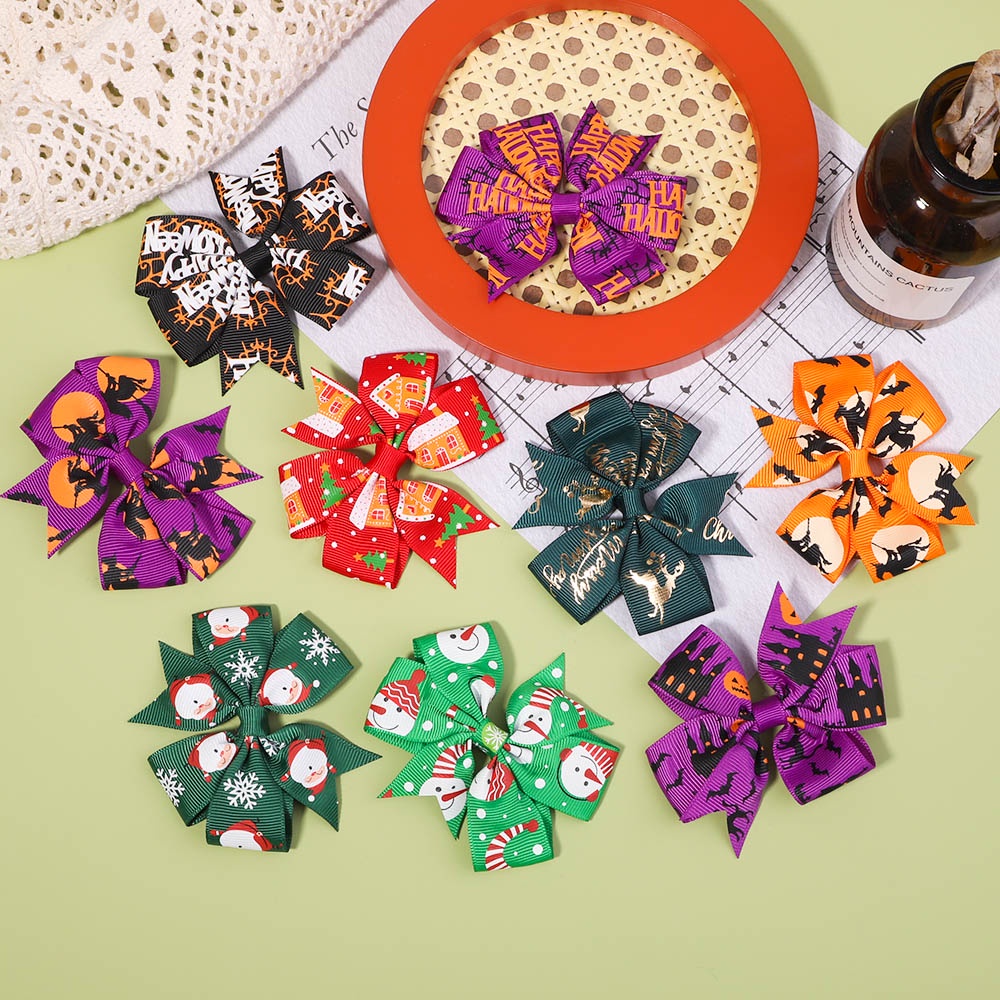 RainBow Bows Set 10 Kẹp Tóc Hình Người Tuyết Dễ Thương Cho Bé Gái