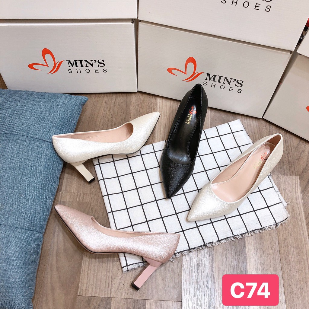 Min's Shoes - Giày Cao Cấp Da Xước C74 Hồng Nhũ