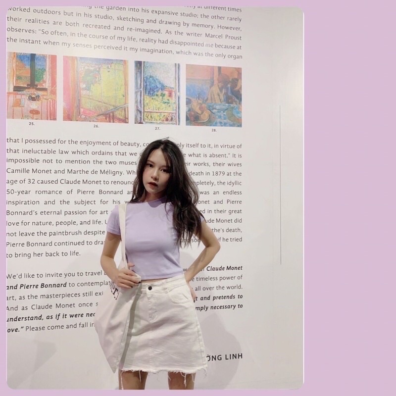 Áo Croptop Nữ Thun Gân Parso Ôm Ngắn Tay Cổ Tròn 9 Màu Pastel - Ảnh thật/ Có sẵn